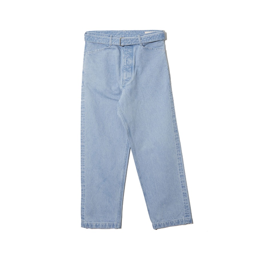 13.5 SELVAGE DENIM LONG BELTED PANTS (ICE BLUE)
