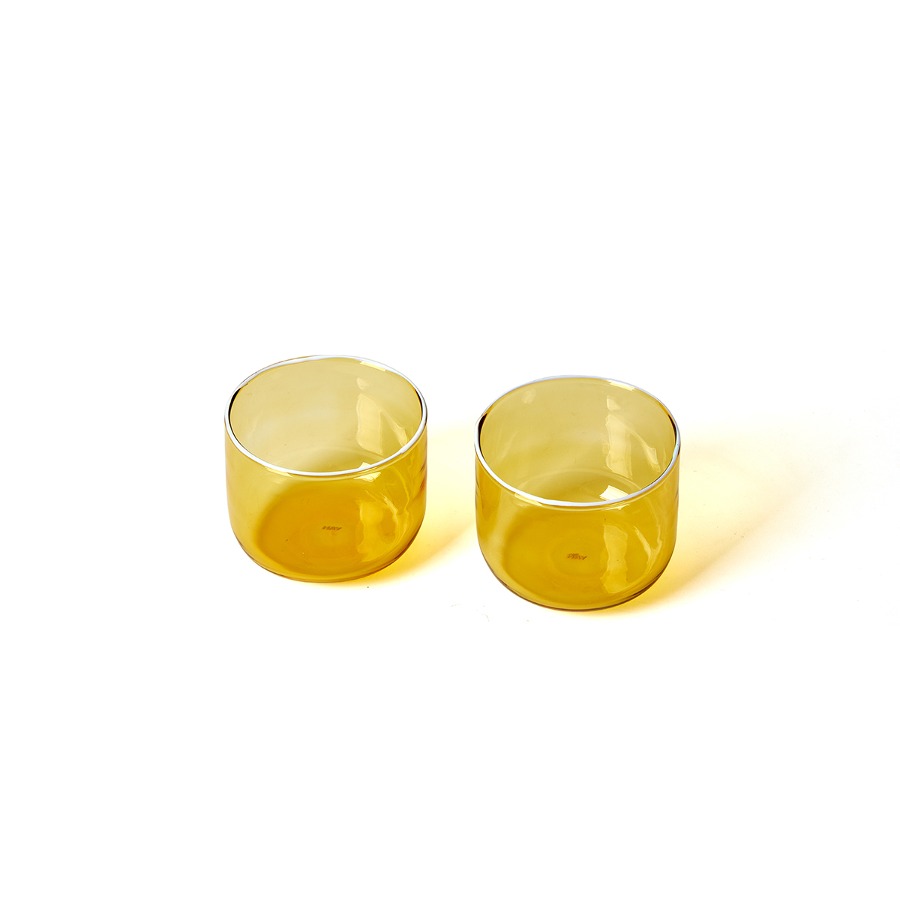 TINT GLASS SET OF 2 (LIGHT YELLOW WITH WHITE RIM)