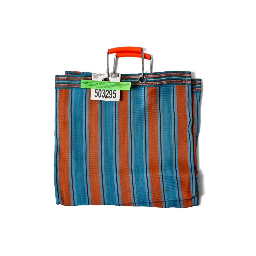 RECYCLED PLASTIC STRIPE BAG SQUARE C (RED)