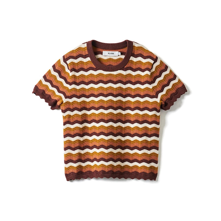 STAY KNITED TEE (BROWN WAVY)